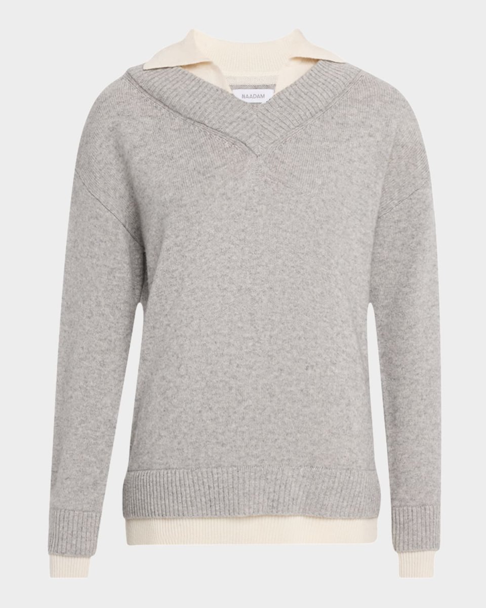 Premium Cashmino Two-Tone Sweater Set